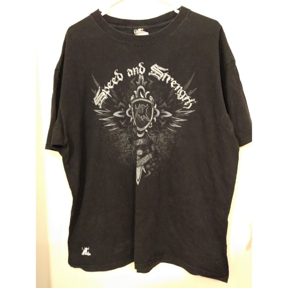 VTG Speed & Strength Shirt Mens XLarge Black Logo Graphic Print Short Sleeve 90s - Picture 1 of 3